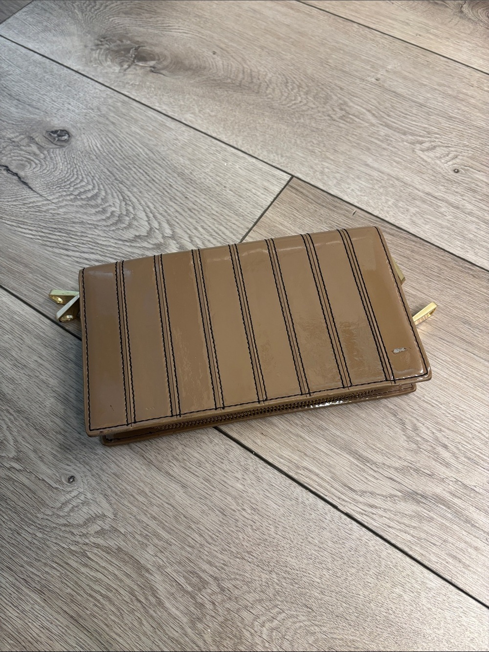 Z Spoke by Zac Posen Patent Wallet Clutch in Taupe
